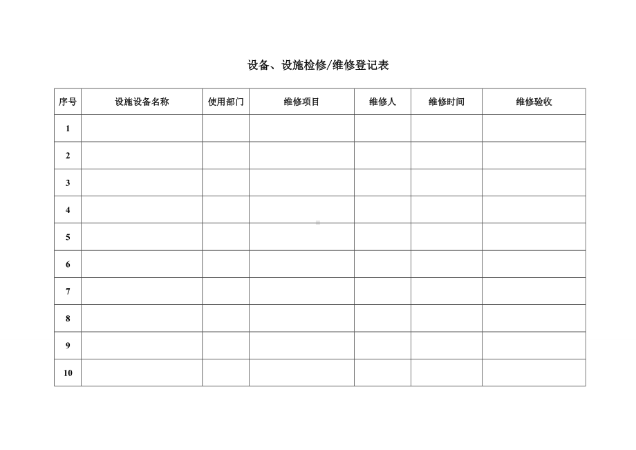 设备、设施检修维修登记表 参考模板范本.doc_第1页