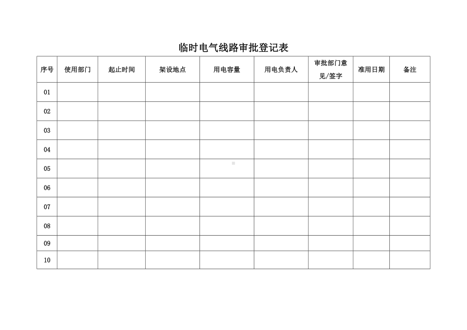 临时电气线路审批登记表参考模板范本.doc_第1页