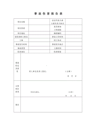 事故伤害报告表参考模板范本.doc