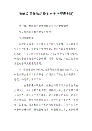 物流公司货物运输安全生产管理制度.docx