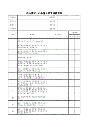 危险性较大的分部分项工程检查表参考模板范本.xls