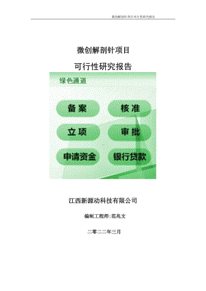 微创解剖针项目可行性研究报告-申请建议书用可修改样本.doc