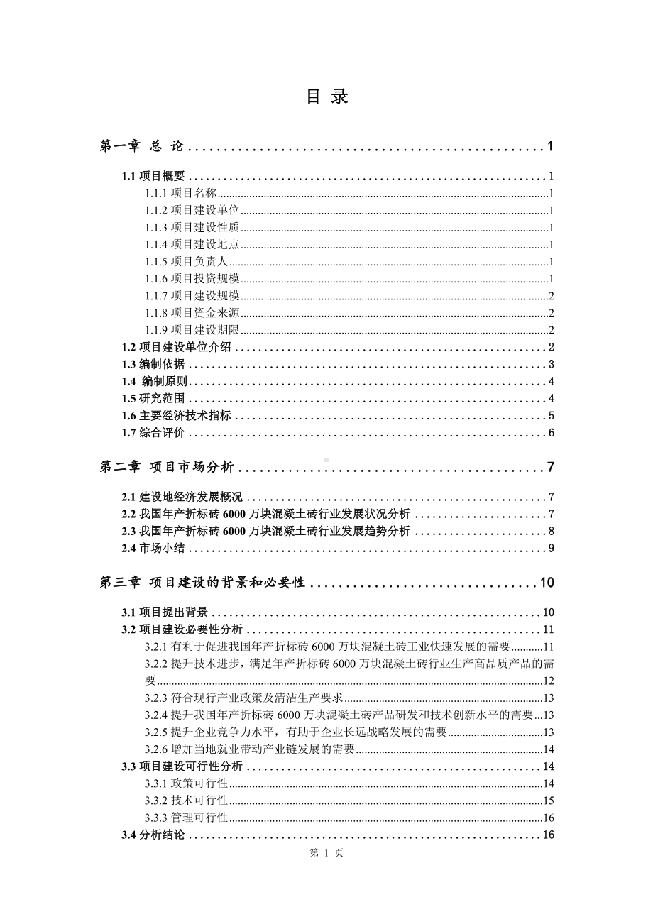 年产折标砖6000万块混凝土砖项目可行性研究报告建议书.doc_第2页