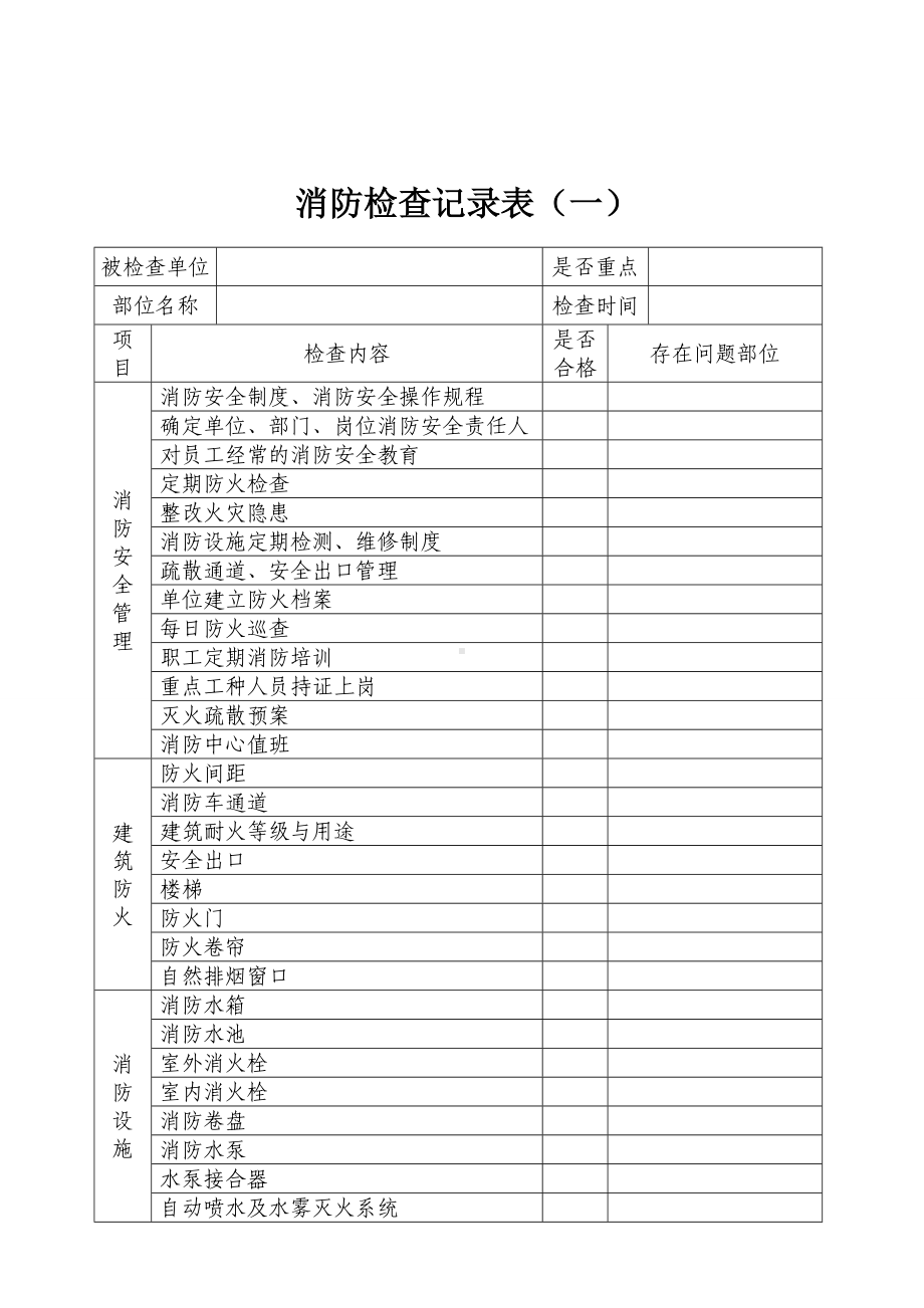 消防检查记录表参考模板范本.doc_第1页