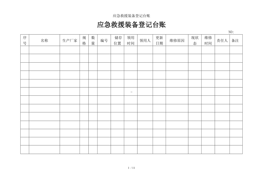 应急救援装备登记台账参考模板范本.doc_第1页