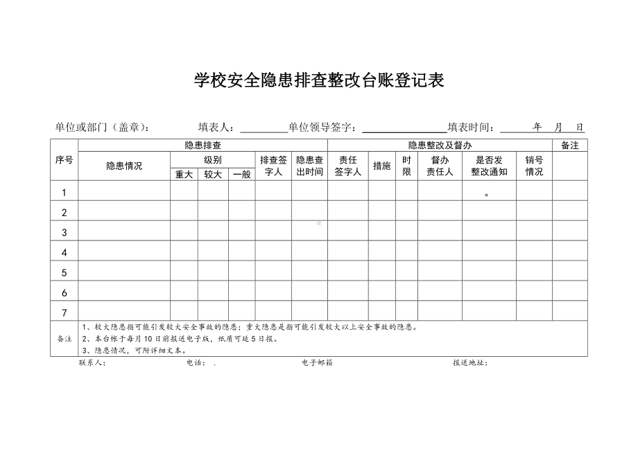 学校安全隐患排查整改台账登记表参考模板范本.doc_第1页