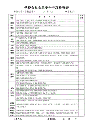 学校食堂食品安全专项检查表参考模板范本.doc