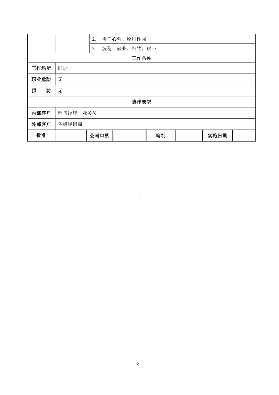 销售内勤岗位职责说明书参考模板范本.doc_第2页