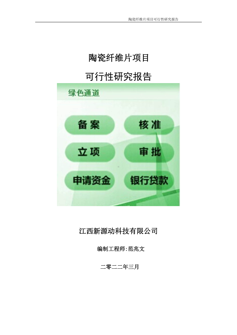 陶瓷纤维片项目可行性研究报告-申请建议书用可修改样本.doc_第1页