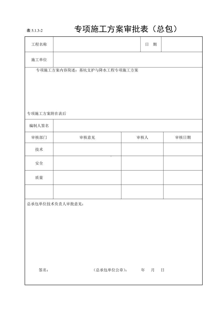 专项施工方案审批表（总包）参考模板范本.doc_第1页