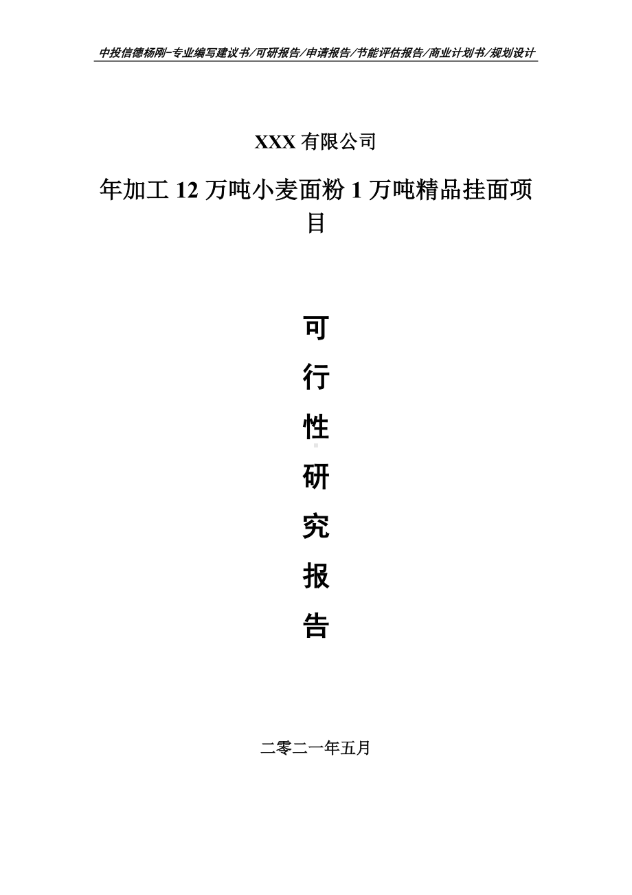 12万吨小麦面粉1万吨精品挂面可行性研究报告申请备案.doc_第1页