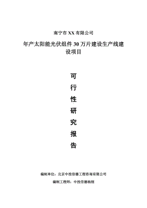 年产太阳能光伏组件30万片建设项目可行性研究报告建议书案例.doc