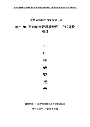 年产200万吨纳米轻质碳酸钙可行性研究报告申请备案立项.doc