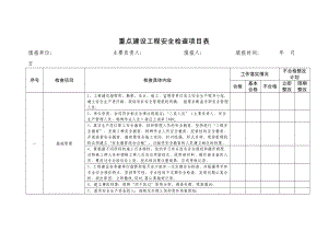 重点建设工程安全检查项目表参考模板范本.doc