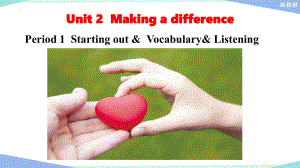 Unit 2 Making a difference Period 1 Starting out& vocabulary&listening ppt课件-2022高中英语新外研版必修第三册.pptx