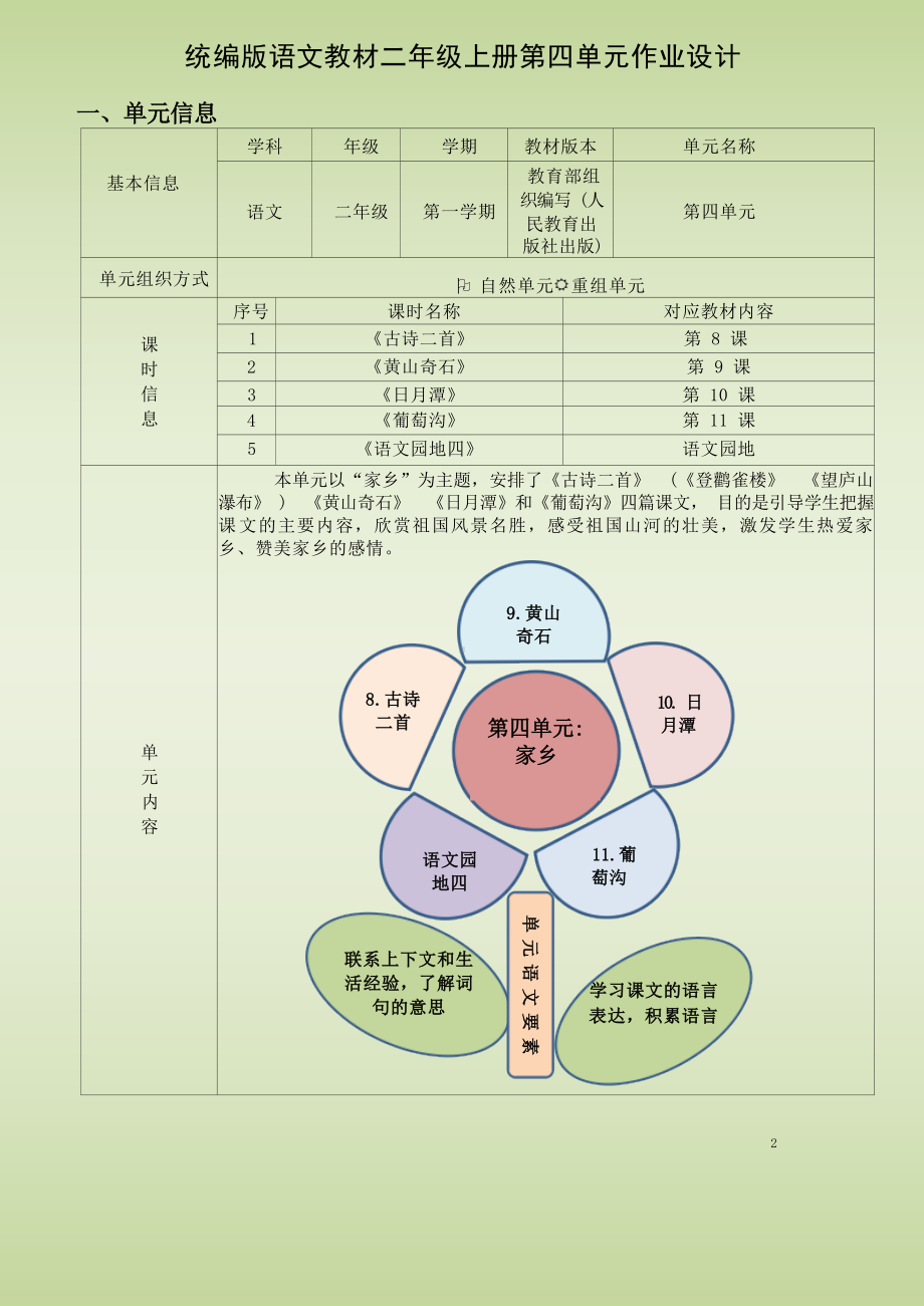 中小学作业设计大赛获奖优秀作品[模板]-《义务教育语文课程标准（2022年版）》-[信息技术2.0微能力]：小学二年级语文上（第四单元）葡萄沟.docx_第2页