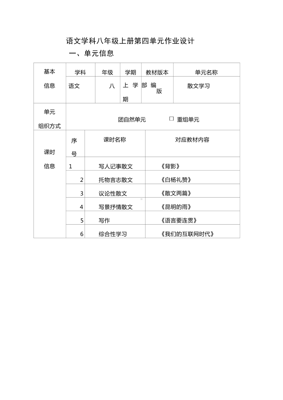 中小学作业设计大赛获奖优秀作品[模板]-《义务教育语文课程标准（2022年版）》-[信息技术2.0微能力]：中学八年级语文上（第四单元）互联网时代.docx_第2页