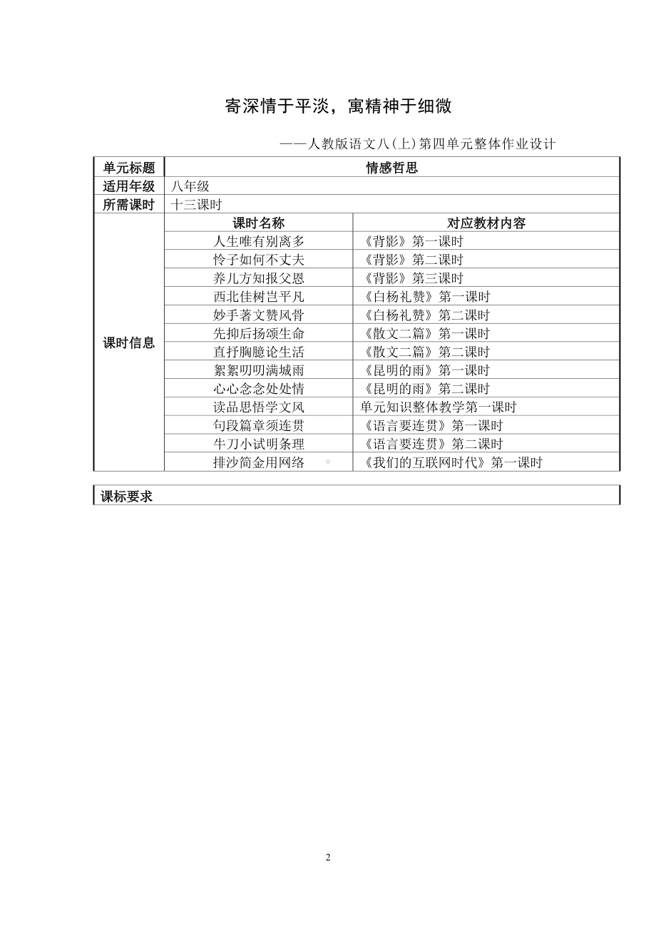 中小学作业设计大赛获奖优秀作品[模板]-《义务教育语文课程标准（2022年版）》-[信息技术2.0微能力]：中学八年级语文上（第四单元）.docx_第2页