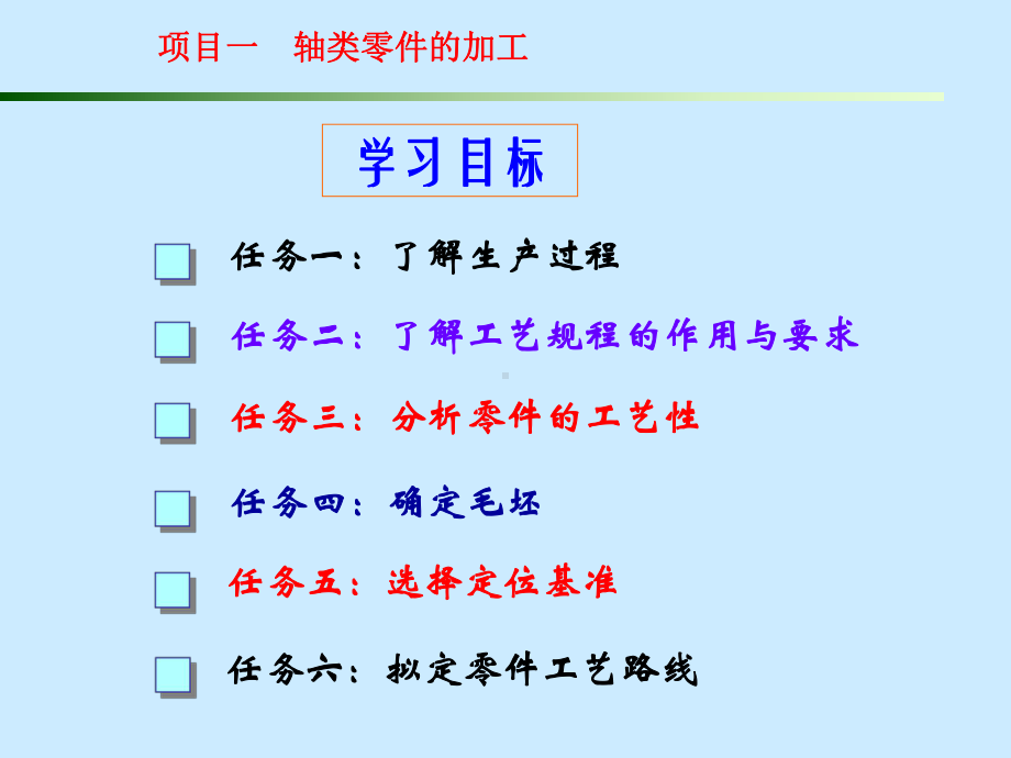 项目一轴类零件的加工学习培训模板课件.ppt_第1页