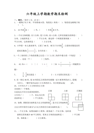 江苏盐城射阳实验小学六年级数学上册期末试卷（苏教版）.doc