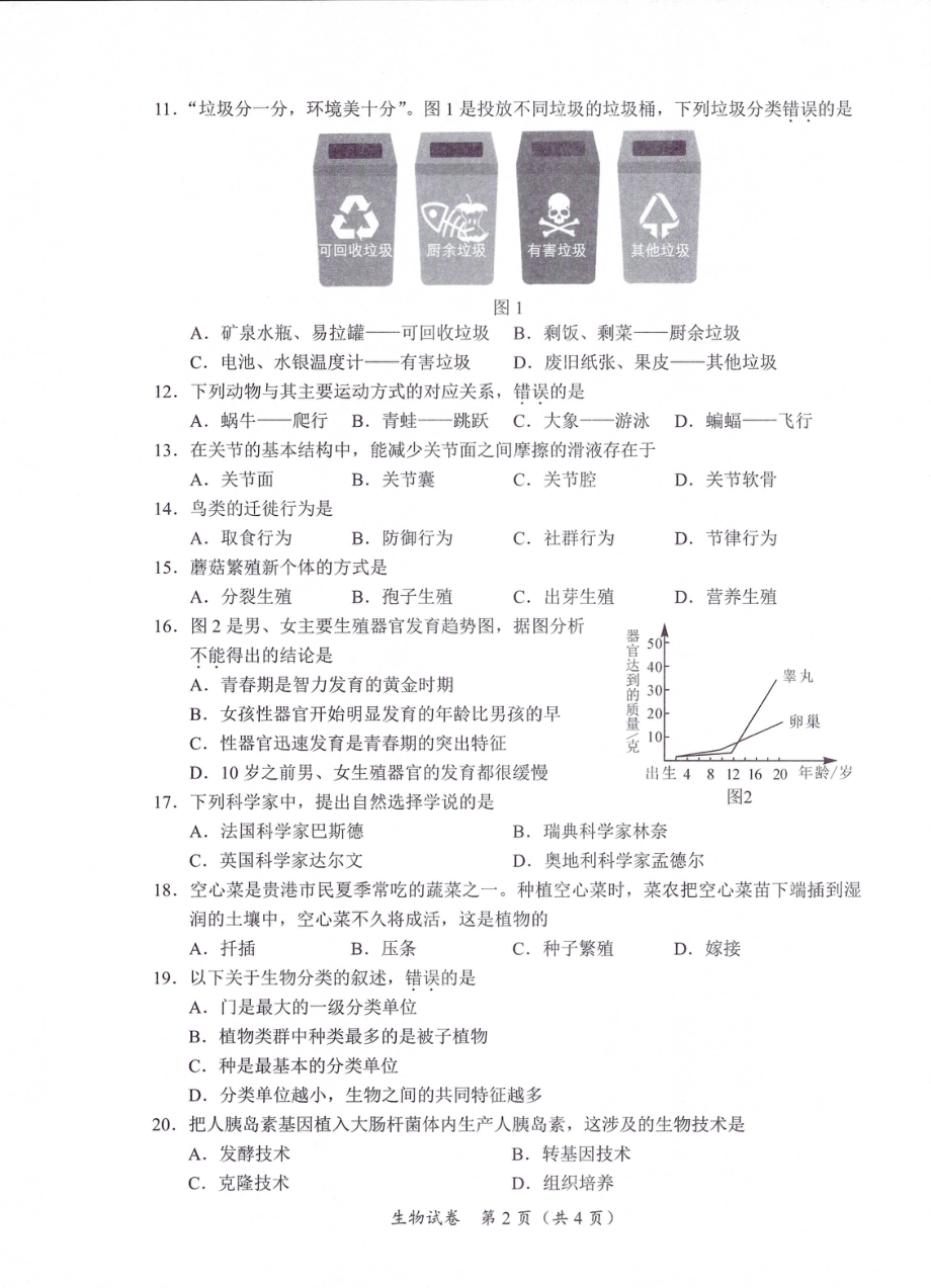 2022年广西贵港市中考生物试题(02).pdf_第2页