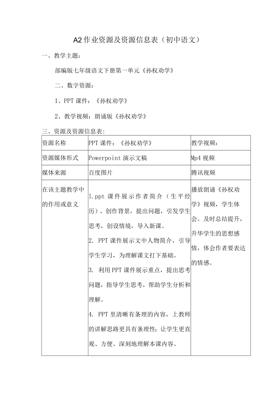 A2作业资源及资源信息表（初中语文）.docx_第1页