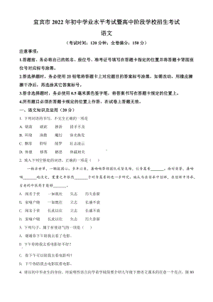 2022年四川省宜宾市中考语文真题(1)（含答案）.docx