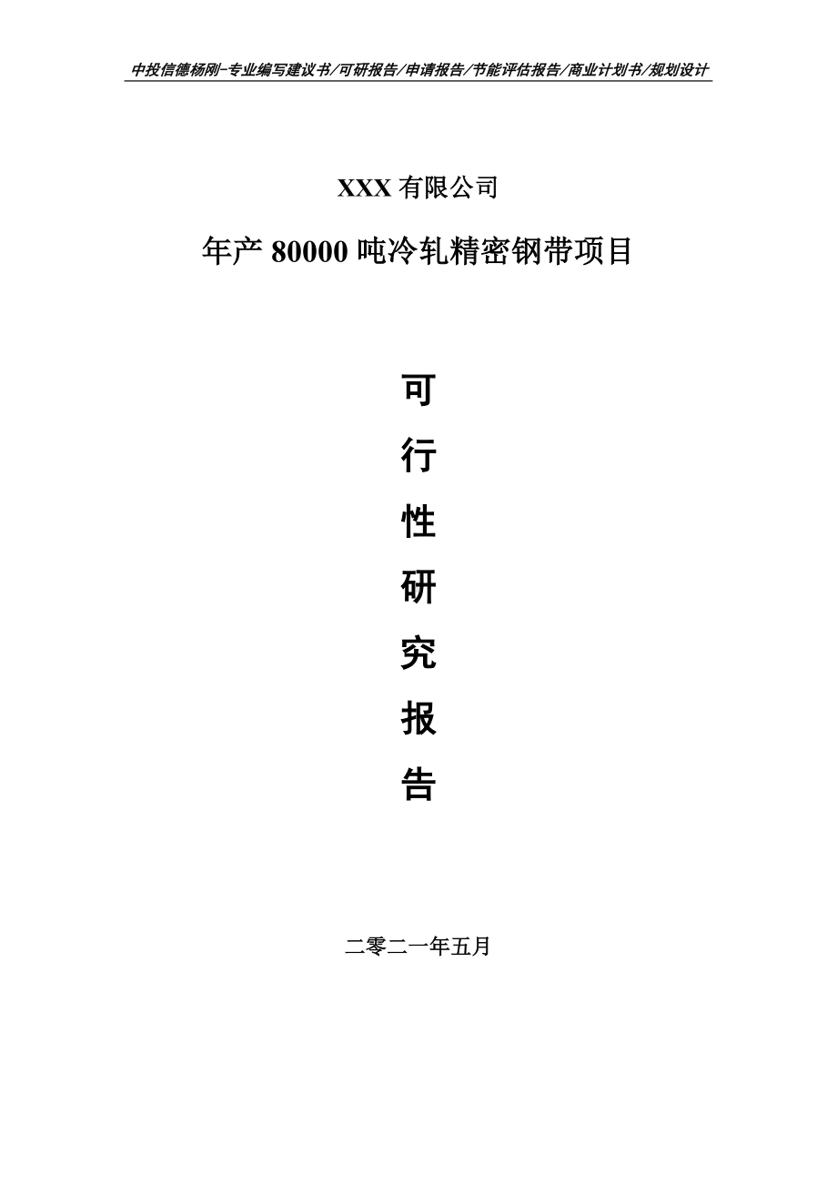 年产80000吨冷轧精密钢带可行性研究报告申请立项.doc_第1页