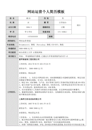 （精品简历模板）网站运营简历模板.docx