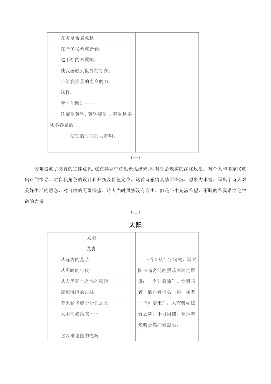 铁窗里、太阳 《艾青诗集》全赏析.docx_第3页