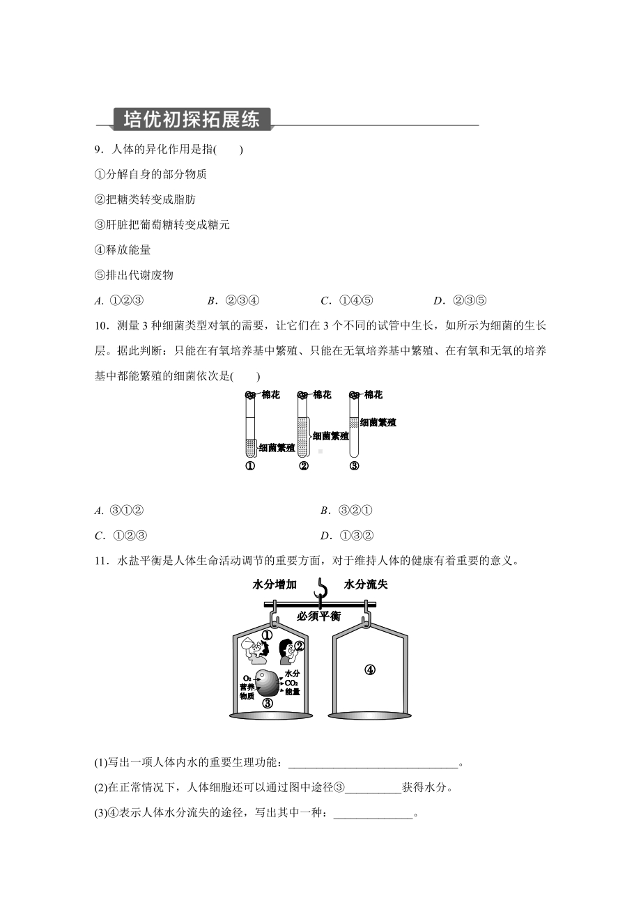 浙教版科学九年级上册同步提优训练：4.5 体内物质的动态平衡 第3课时（Word版含答案）.docx_第3页