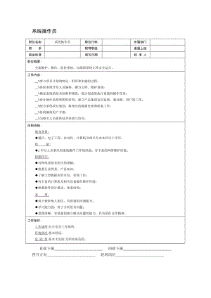 某某公司系统操作员岗位说明书.docx