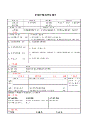 后勤主管岗位说明书.docx