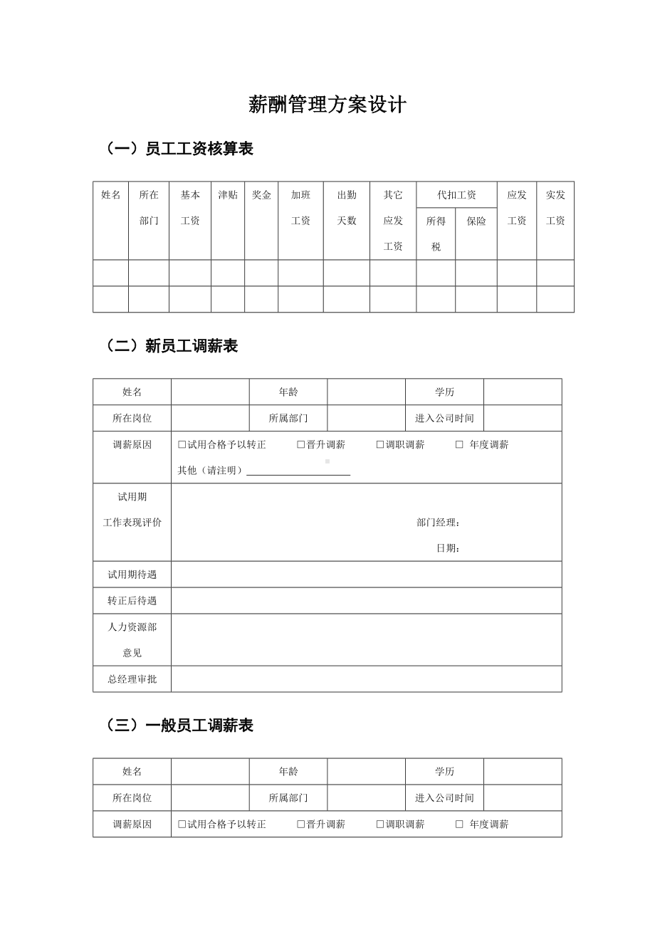 某某公司薪酬管理方案设计.docx_第1页