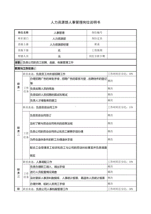 人事管理岗位说明书.docx