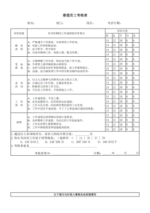 普通员工考核表09.docx