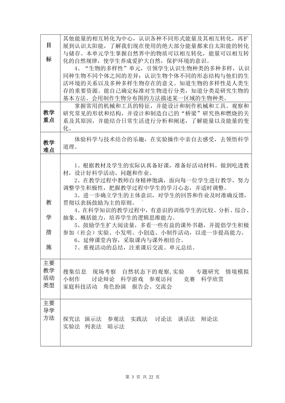 教科版六年级上科学教案(第一单元)含教学计划及教学进度安排表.doc_第3页