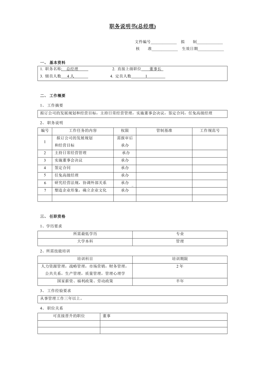 总经理职务说明书.docx_第1页