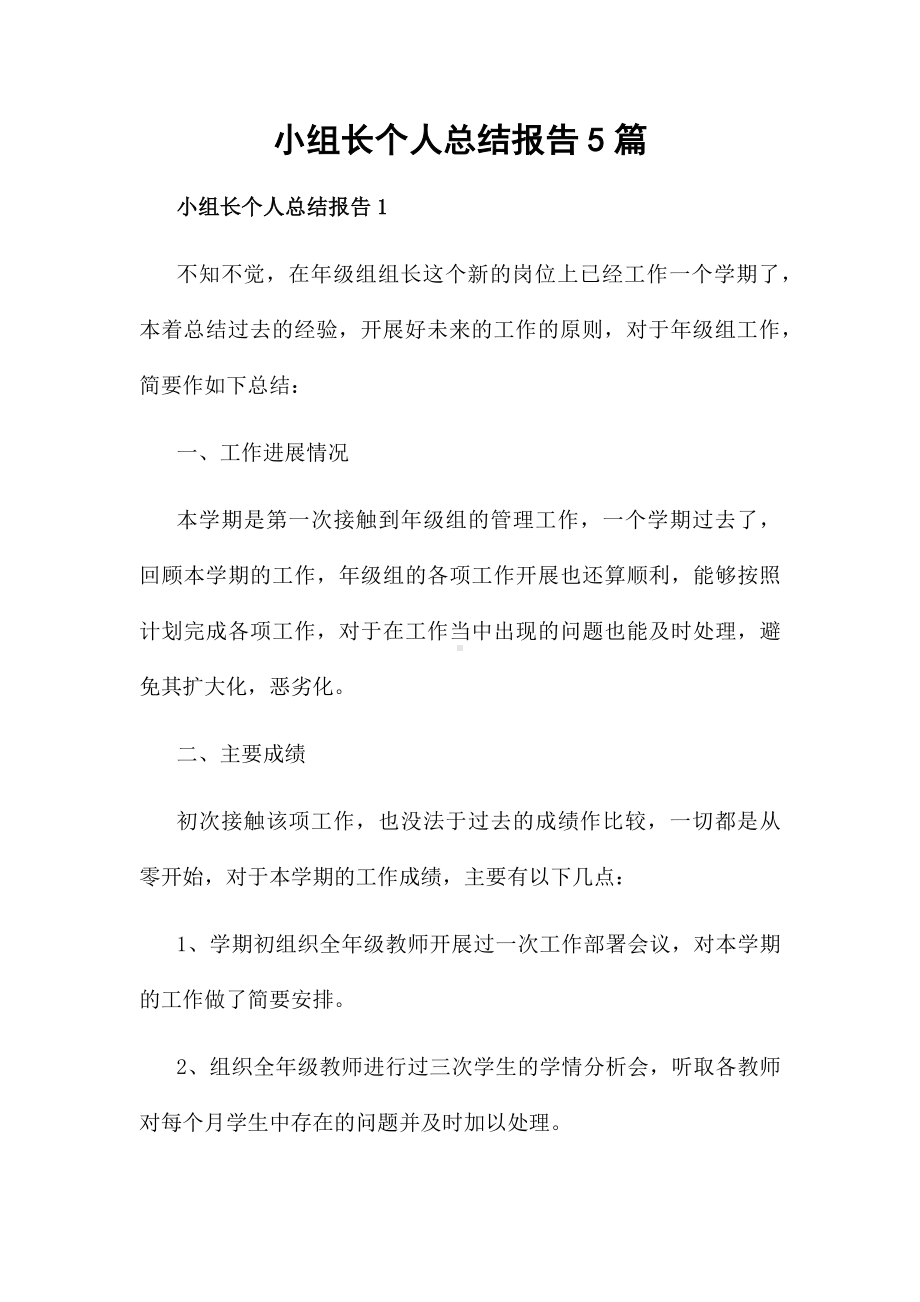 小组长个人总结报告5篇.docx_第1页