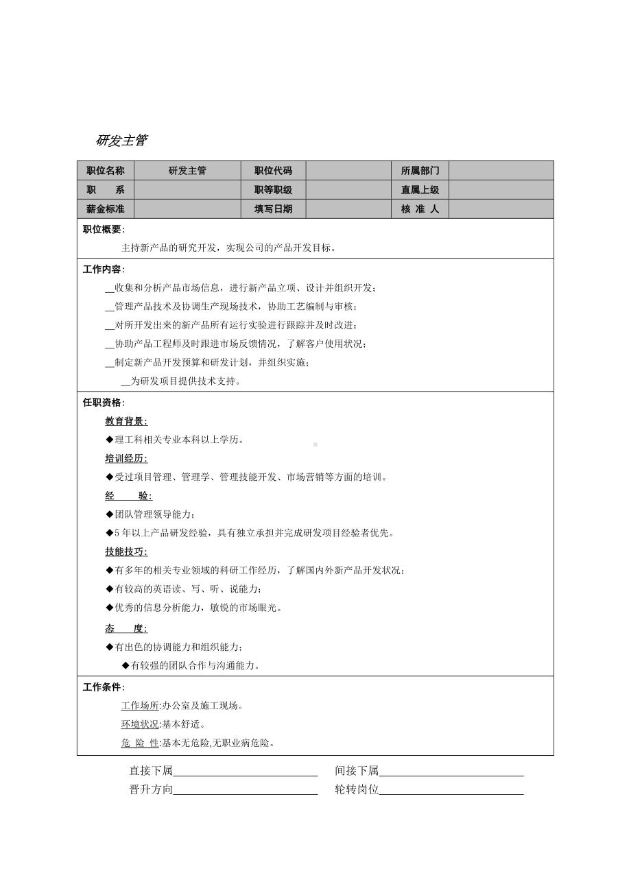 MM公司研发主管岗位说明书.docx_第1页