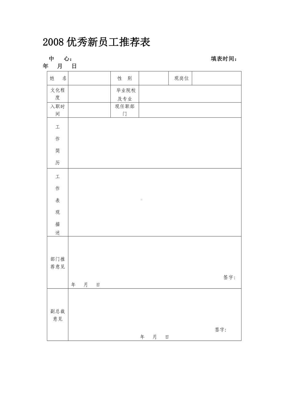 某某企业优秀新人奖推荐表.docx_第1页