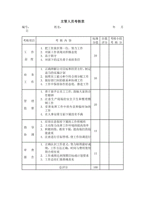 主管人员考核表单.docx