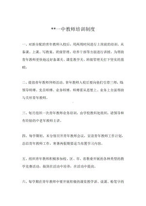 某某一中教师培训制度.docx