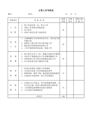 主管人员考核表09.docx