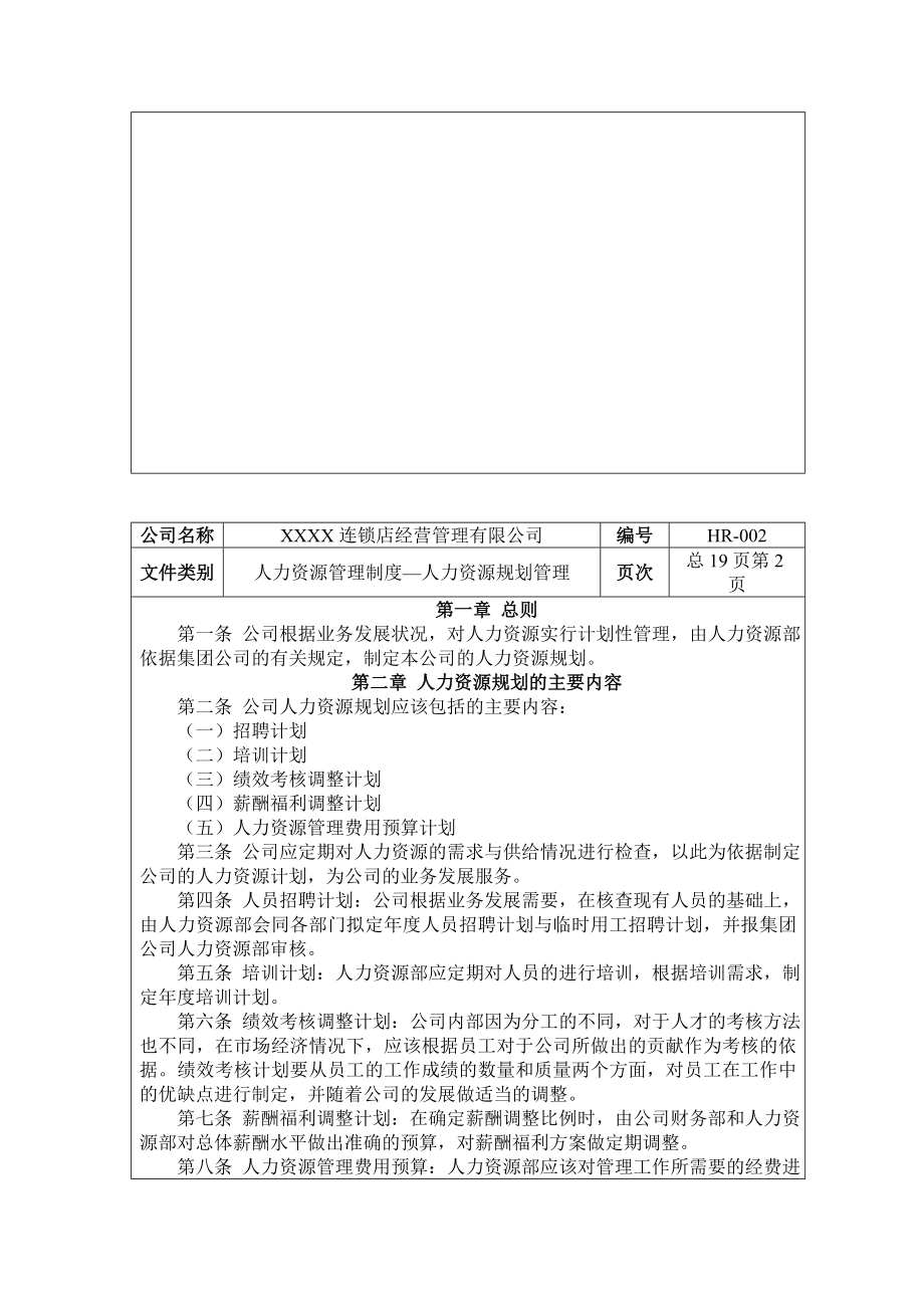 某某连锁企业人力资源管理制度.docx_第2页