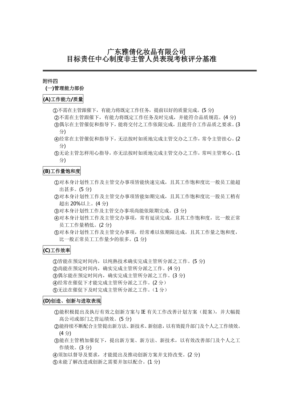 广东某某化妆品非主管考核标准.docx_第1页