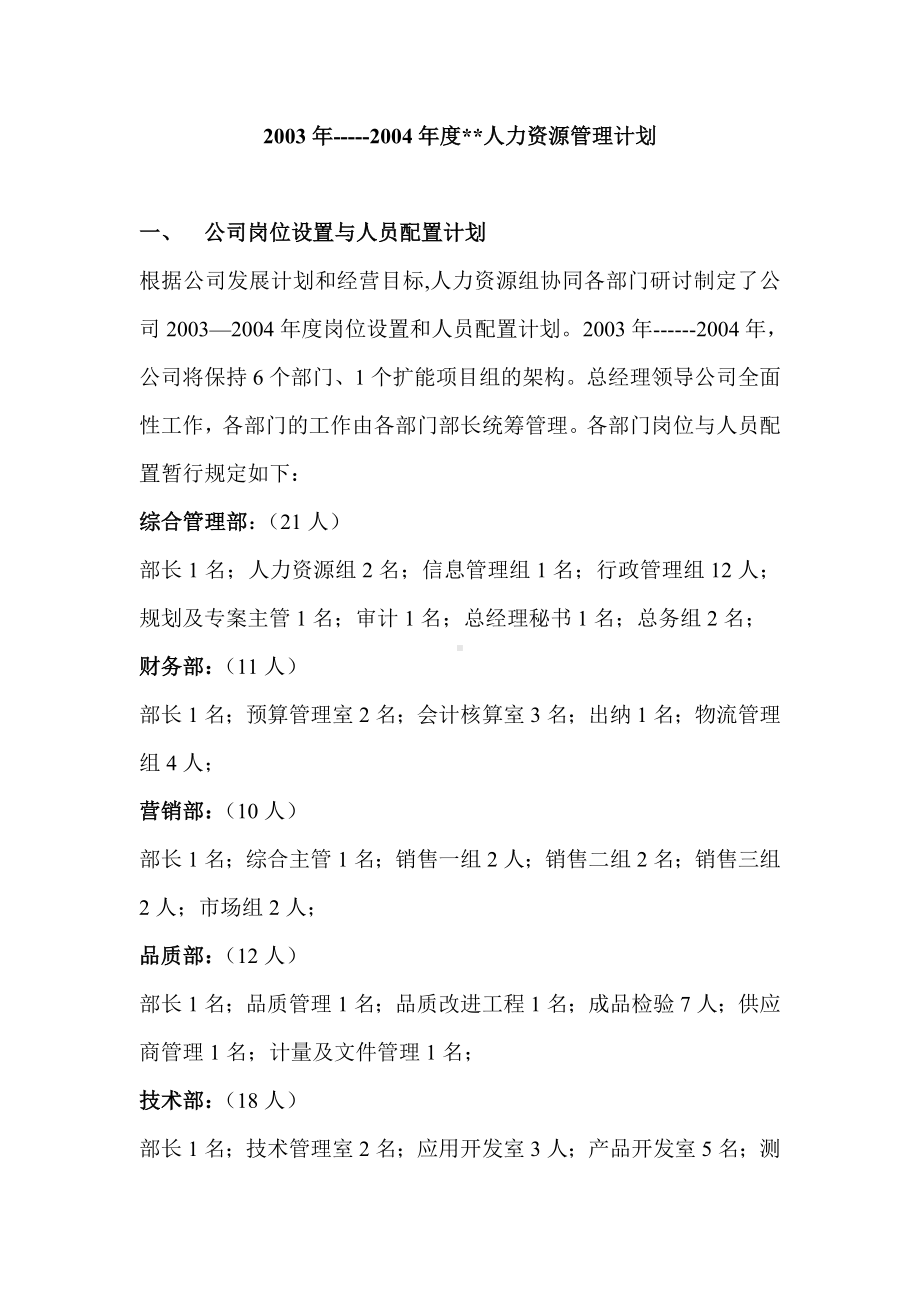 某某集团年度公司人力资源管理计划.docx_第1页