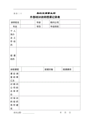 某集团外部培训讲师授课记录表.docx