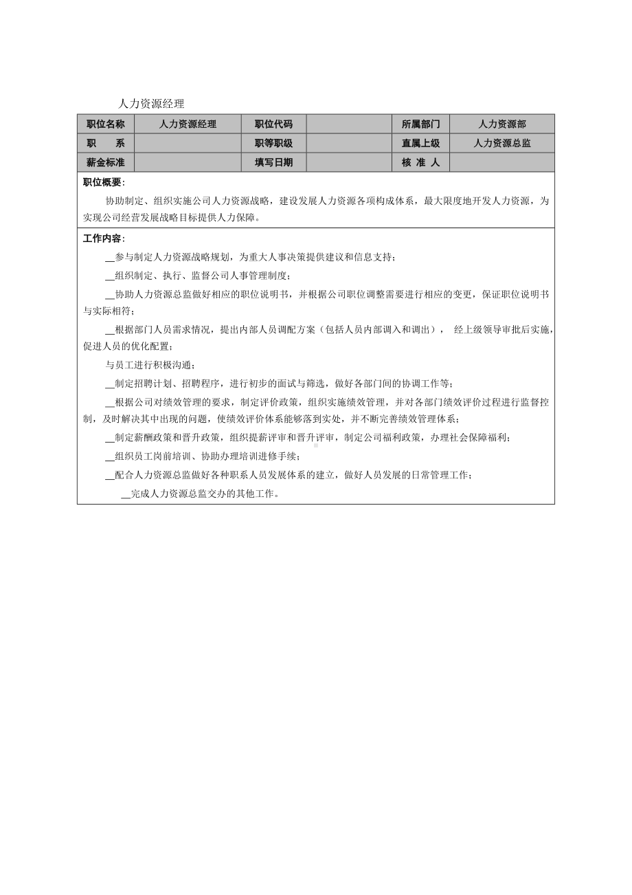 MM公司人力资源经理岗位说明书.docx_第1页