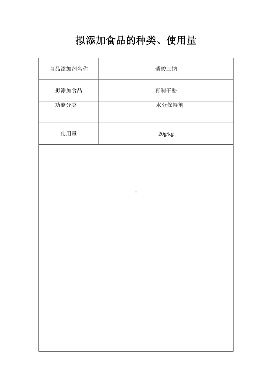 某某公司拟添加食品的种类和使用量（磷酸三钠）.DOC_第1页